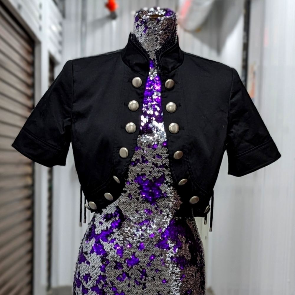 Whimsigoth Steampunk Military Gothic Cropped Jacket Black Zelda‎ Size 4